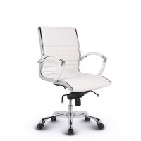 Montreal Design Bürostuhl Leder Weiss SH 46-54cm...