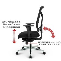 V1801 Profi+ Bürostuhl Stoff/Mesh Schwarz SH 47-59cm Lieferung zerlegt